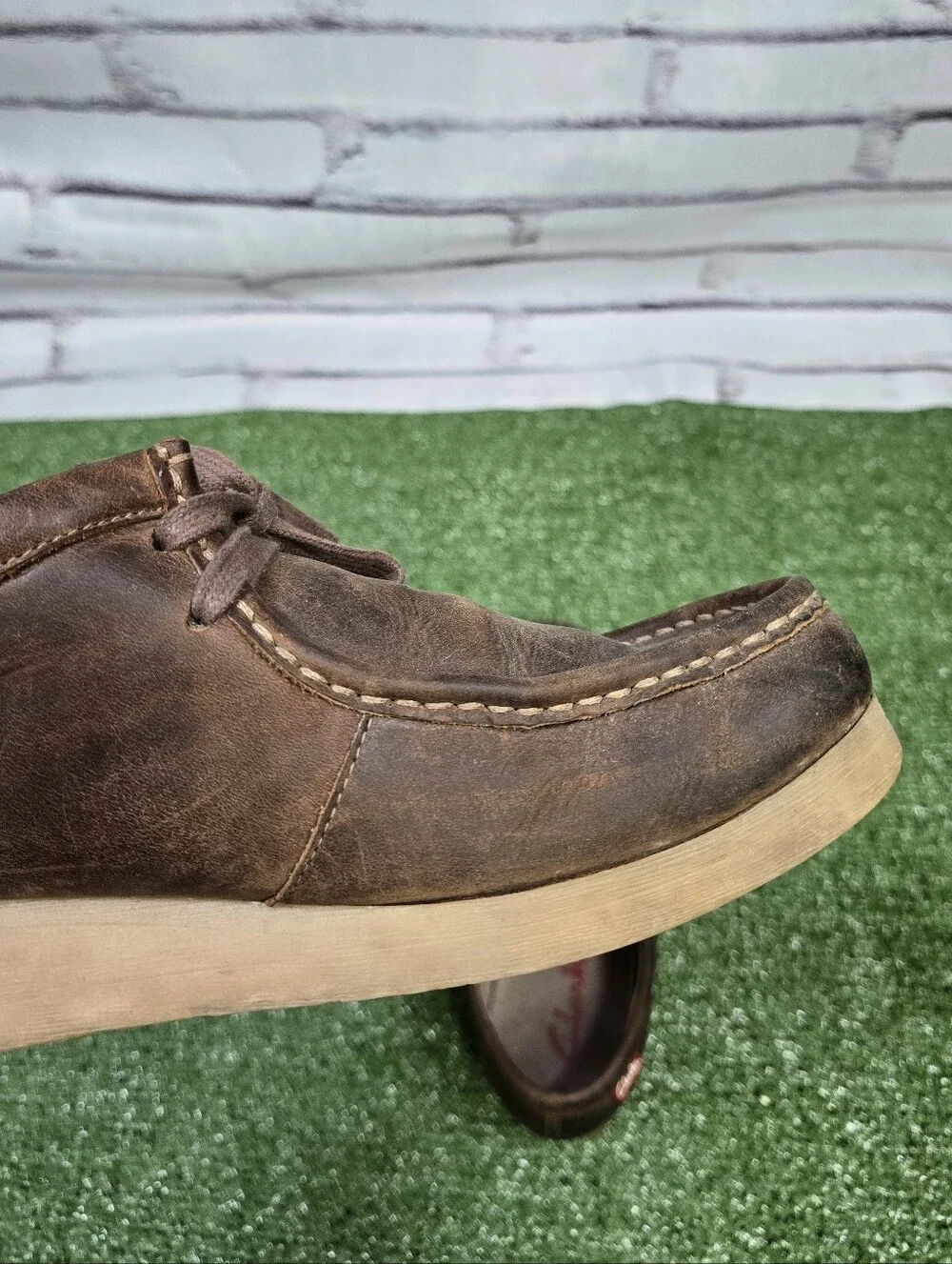 Clarks Classic Wallabee EVO Stinson Beeswax Leather Gum Sole Moc Toe Loafers Sz9